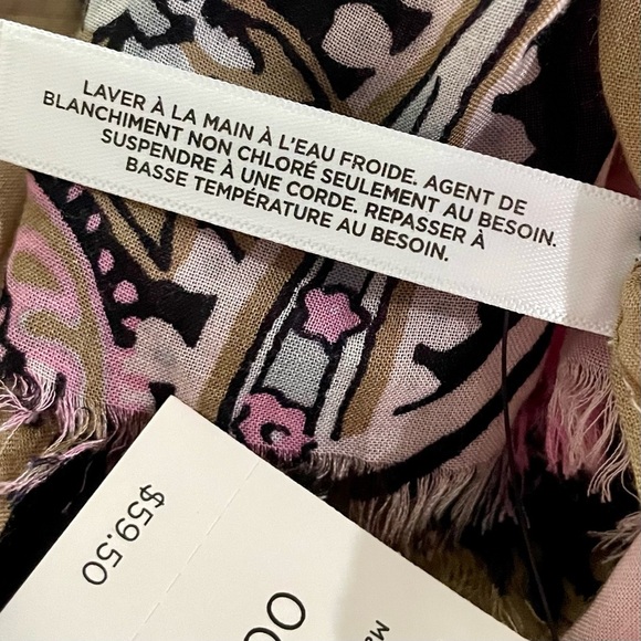 NWT Talbots Pink and Tan Light Weight Paisley Scarf - Picture 5 of 8